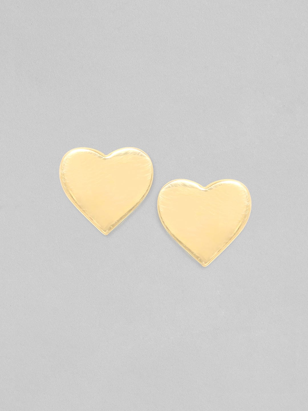 Rubans 925 Silver, 18K Gold Plated Heart Motif Stud Earrings. Earrings