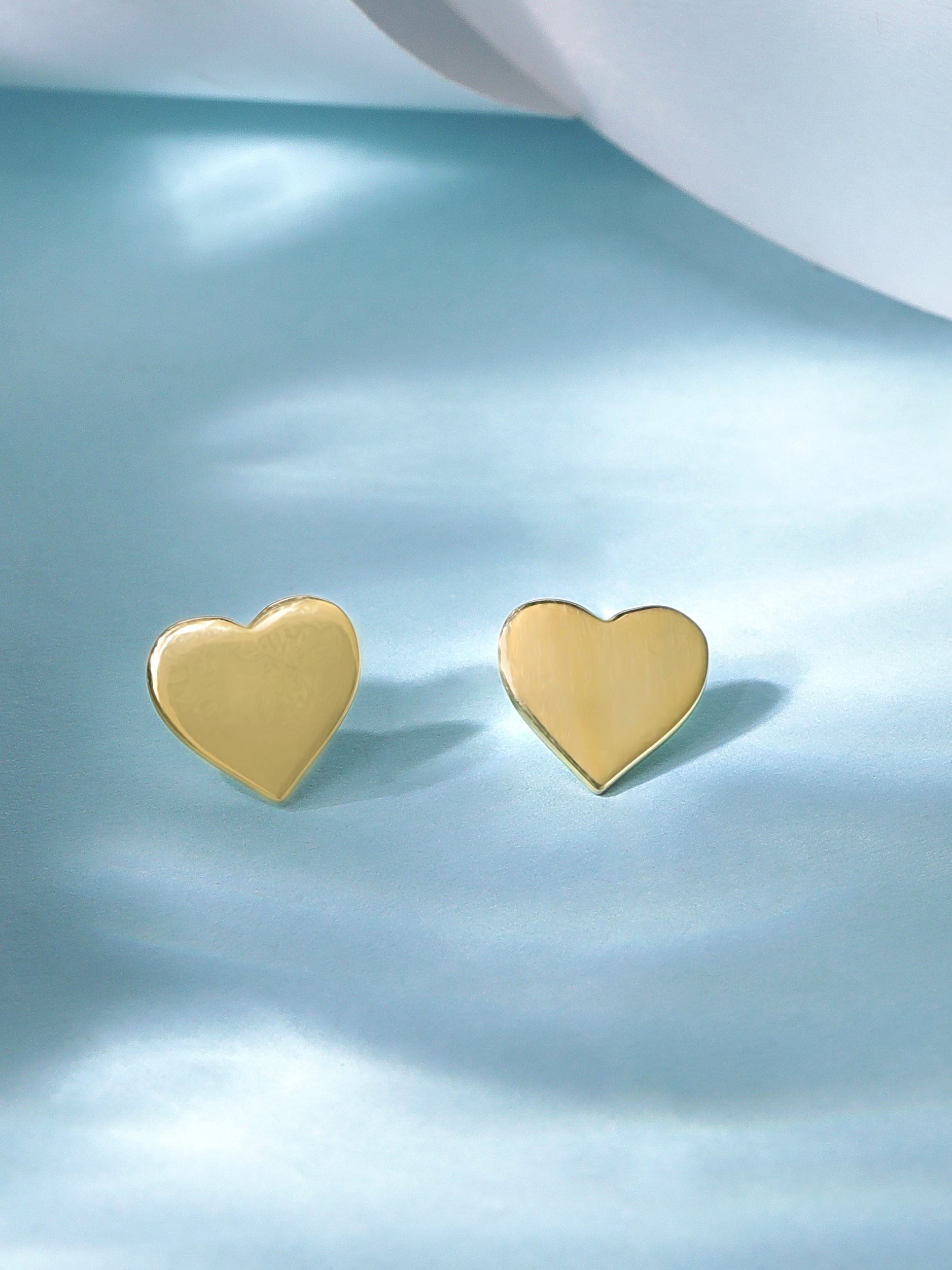 Rubans 925 Silver, 18K Gold Plated Heart Motif Stud Earrings. Earrings