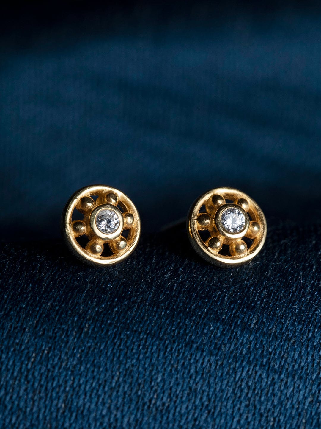 Rubans 925 Silver Classic Geometric Circular Stud Earrings. - Gold Plated Earrings