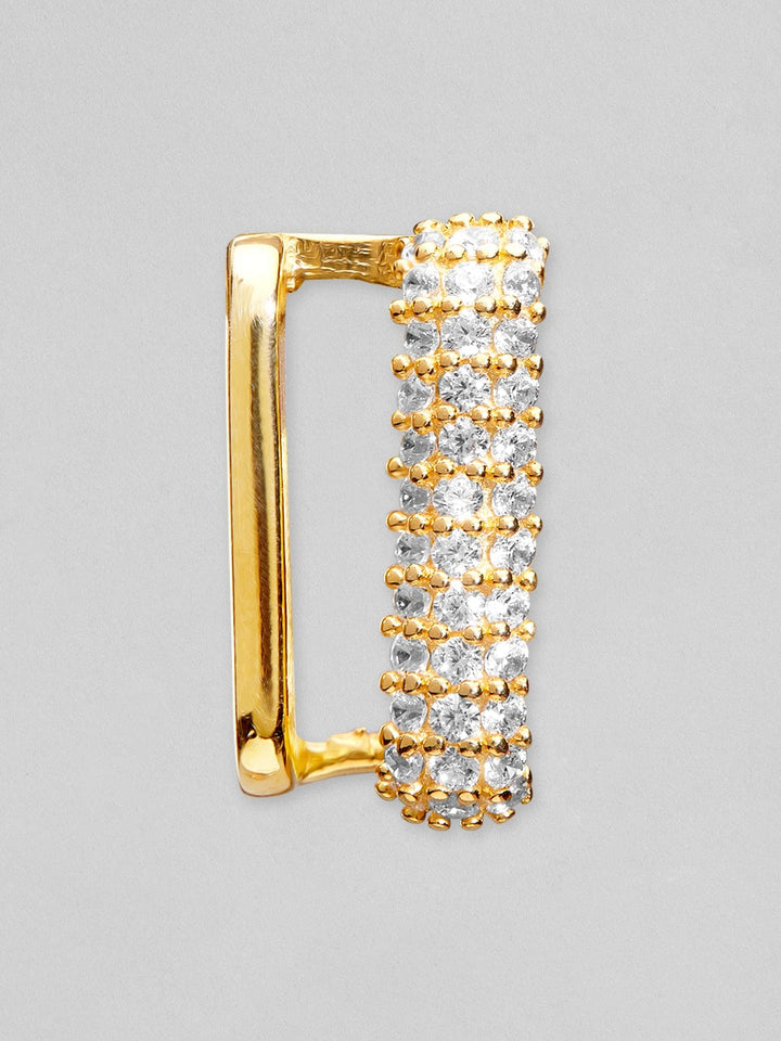 Rubans 925 Silver Square Sparkle Hoop Earrings. - Gold Plated Earrings