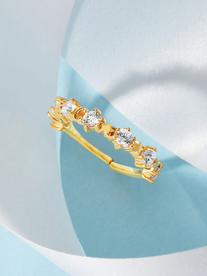 Rubans 925 Silver The Delightful Zirconia Gold Plated Ring Rings