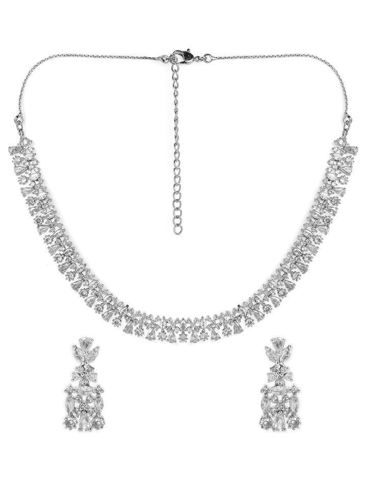 Rubans CZ Silver toned Necklace Set Necklace Set
