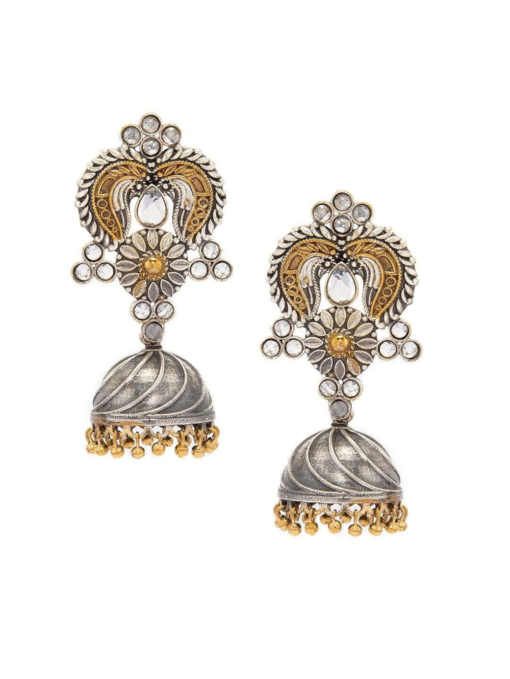 Rubans Dual Toned Hand Crafted Contemprory Jhumka Earrings Earrings