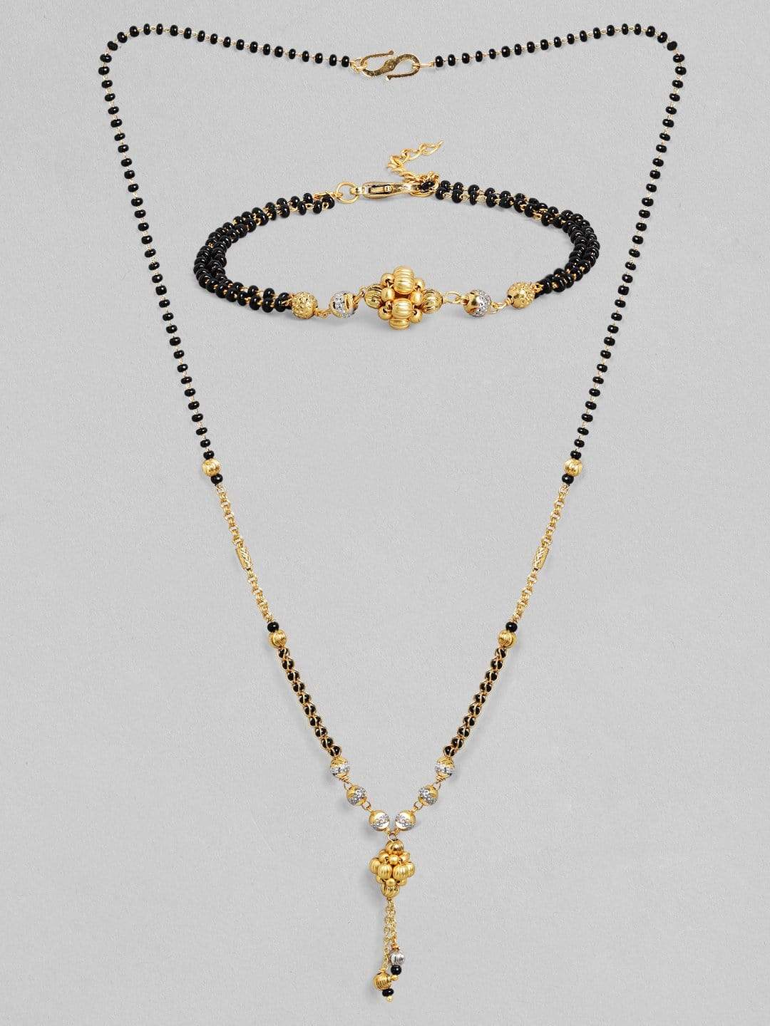 Rubans Gold Plated Bead Pendant Hand and Neck Mangalsutra Chain &amp; Necklaces