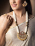 Rubans Gold Plated Black Enamel Traditional Kundan Embellished Pearl Strand Embellished Necklace Set Necklace Set