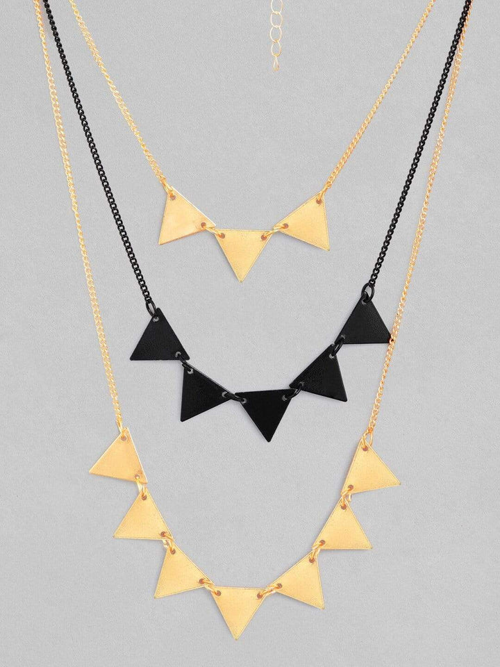 Rubans Gold-Plated & Black Handcrafted Necklace Chain & Necklaces