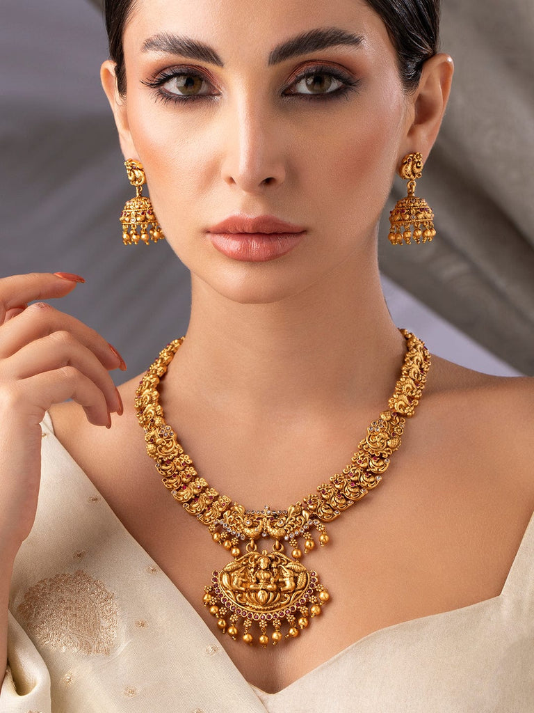 Buy Antique Gold Plated Lipsha Necklace Earring Set | Tarinika - Tarinika  India