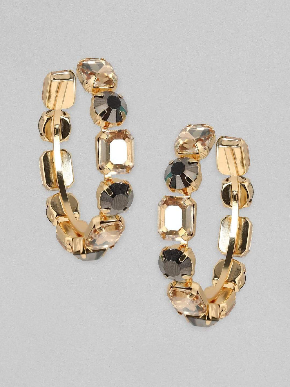 Rubans Gold Plated Handcrafted Crystal Stone Hoop Earrings Earrings