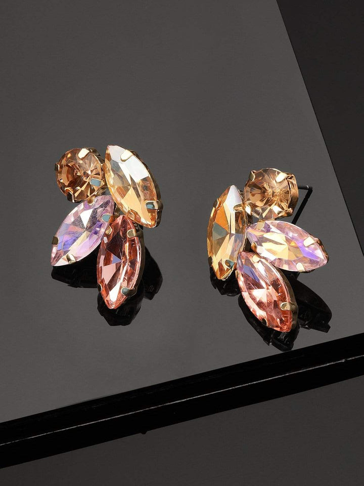 Rubans Gold Plated Handcrafted Crystal Stone Stud Earrings Earrings