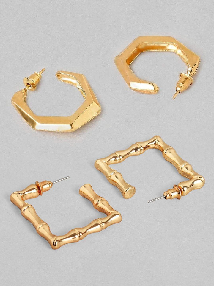 Rubans Gold Plated Handcrafted Half Hoop Set of 2 Earrings Earrings