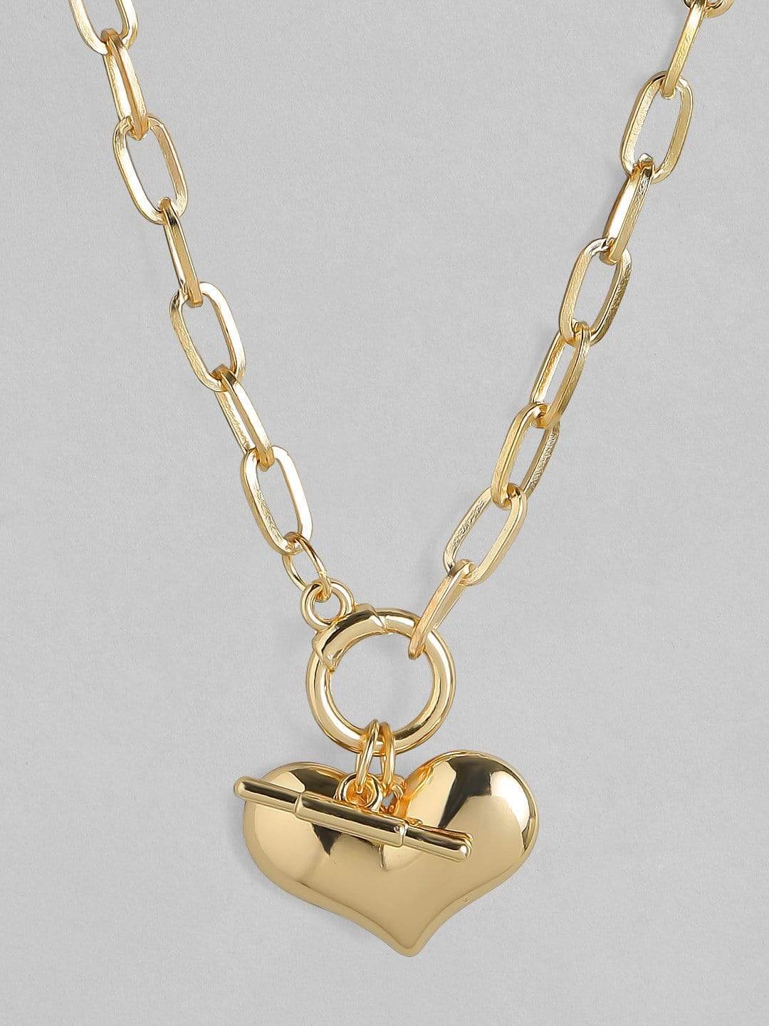 Rubans Gold Plated Handcrafted Heart Shape Interlinked  Chain Necklace Chain & Necklaces