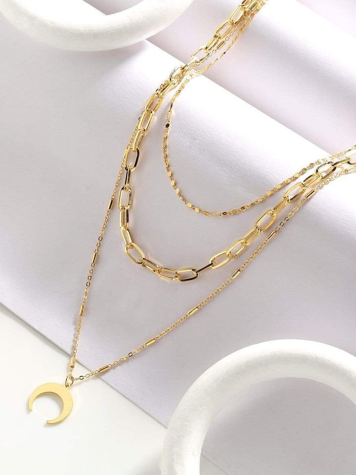 Rubans Gold Plated  Handcrafted Interlinked Multi Layer Chain Necklace Chain & Necklaces