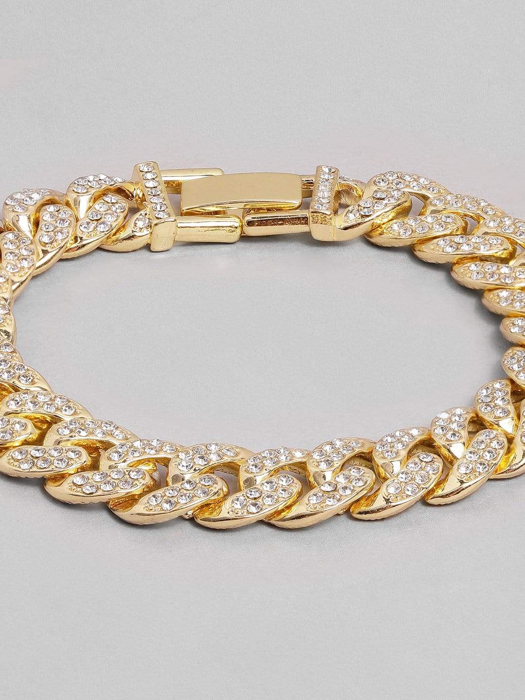 Rubans Gold Plated Handcrafted Rhinestone Interlink Bracelet Bangles & Bracelets