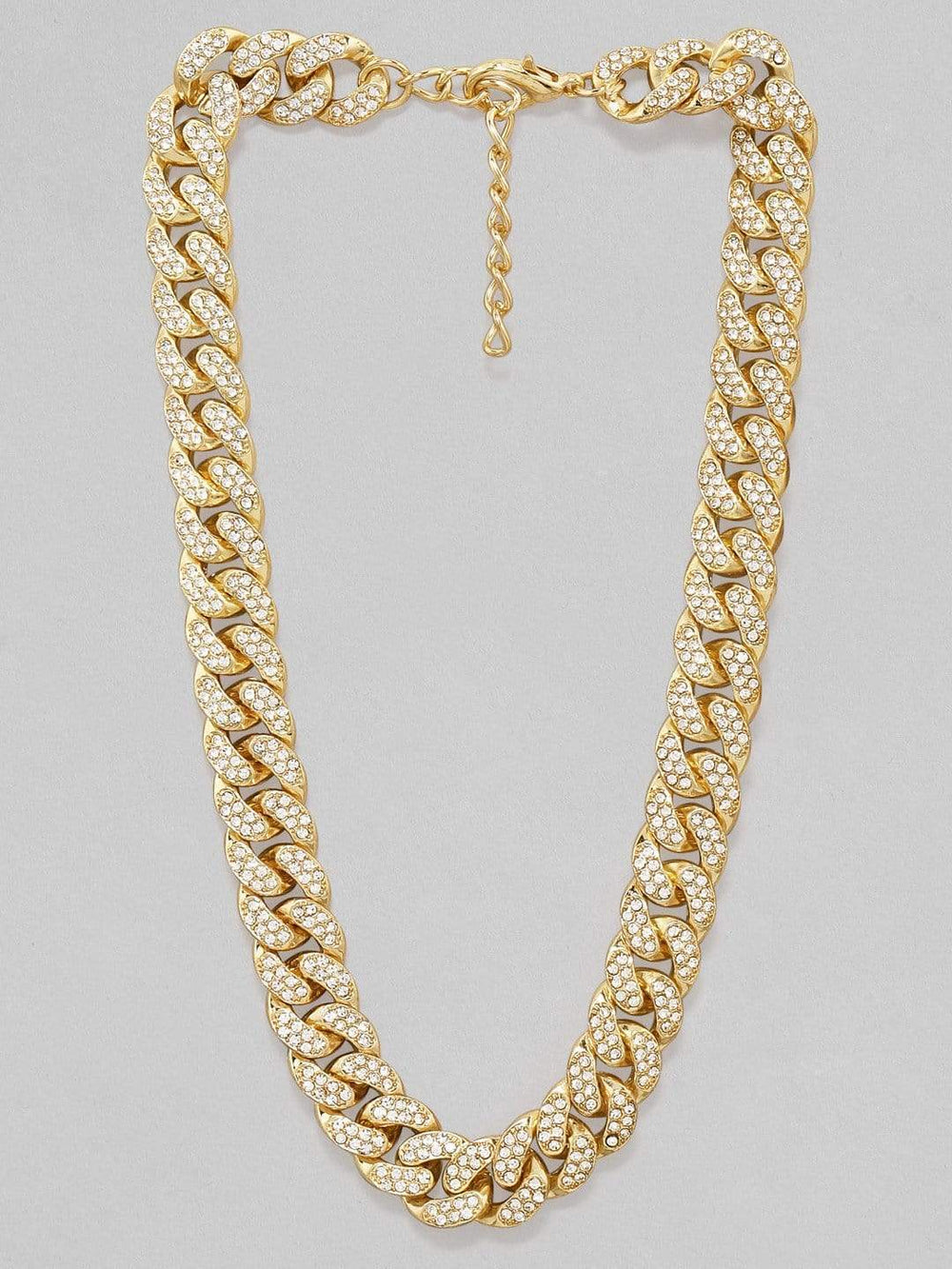 Rubans Gold Plated Handcrafted Rhinestone Interlink Chain Necklace Chain & Necklaces