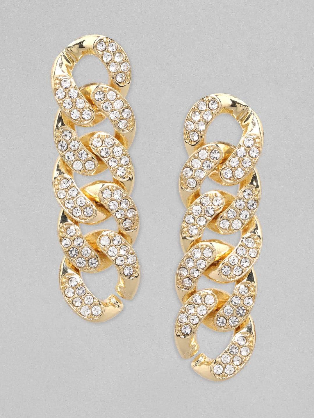 Rubans Gold Plated Handcrafted Rhinestone Interlink Drop Earrings Earrings