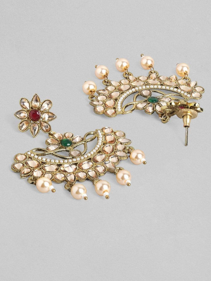Rubans Gold Plated Handcrafted Ruby Stone  Chandbali Earrings Earrings