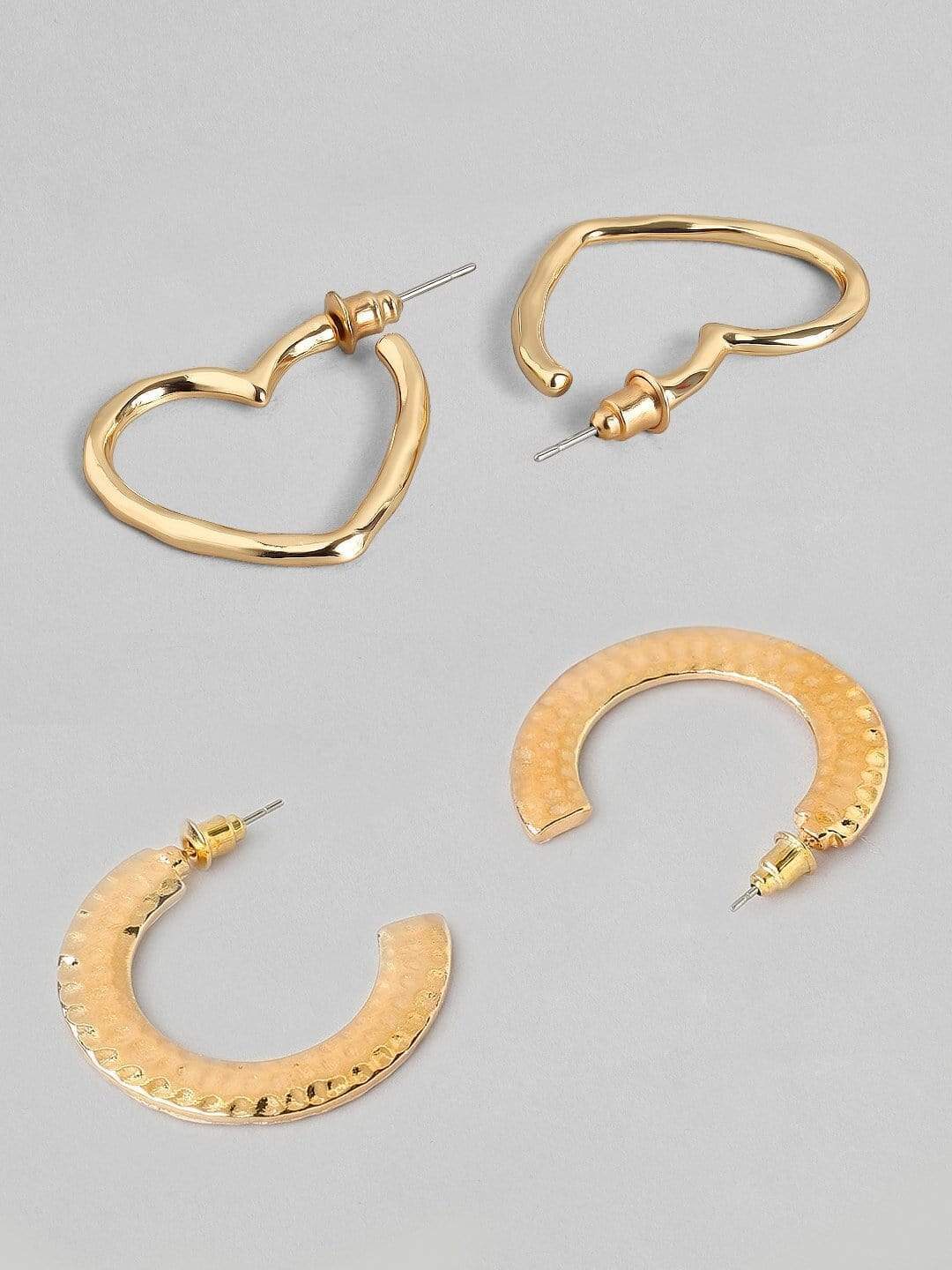 Rubans Gold Plated Handcrafted Set of 2 Hoop Earrings Earrings