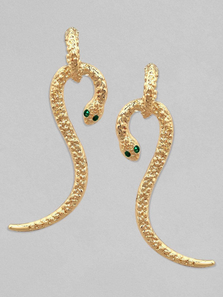 Rubans Gold Plated Handcrafted Snake Shape Drop Earrings Earrings