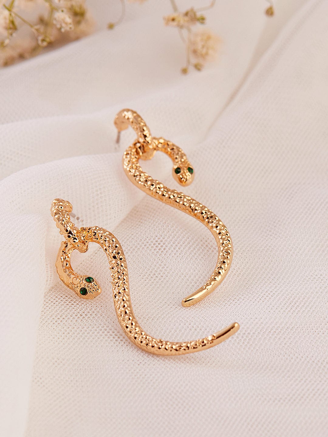 Rubans Gold Plated Handcrafted Snake Shape Drop Earrings Earrings
