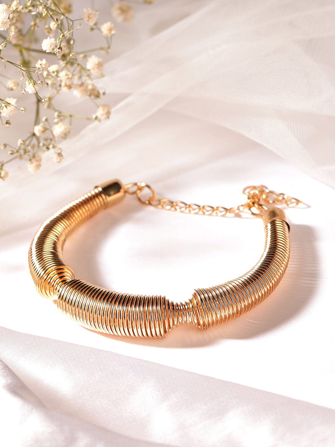 Rubans Gold Plated Handcrafted Spring Bracelet Bangles & Bracelets