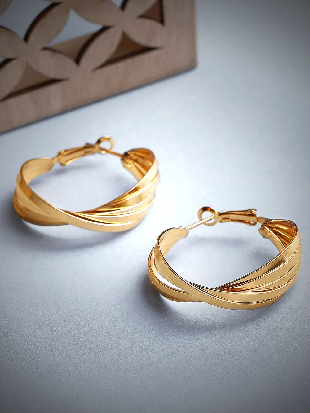 Rubans Gold Plated Handcrafted Twisted Hoop Earrings Earrings