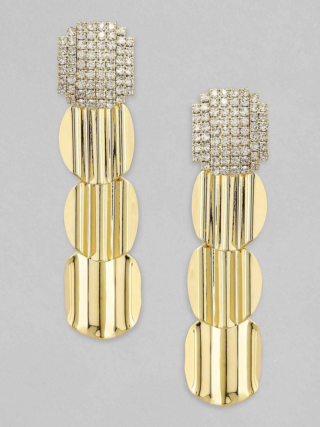 Rubans Gold Plated Handcrafted Zircon Stone Drop Earrings Earrings
