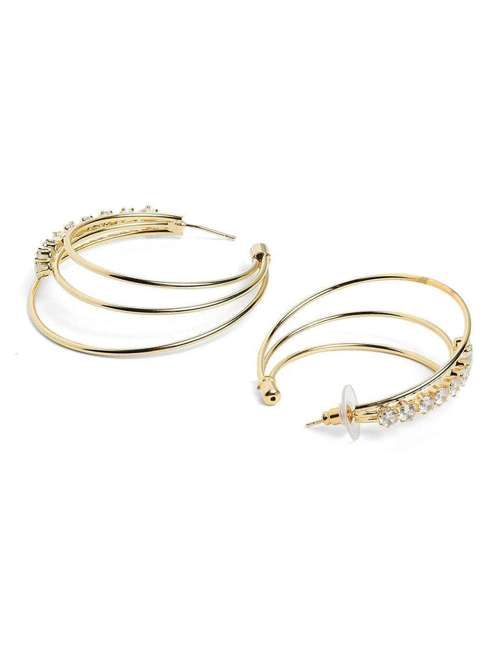 Rubans Gold Plated Handcrafted Zircon Stone Hoop Earrings Earrings