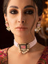 Rubans gold plated kundan choker set with white coloured beads and pastel pink stones. Choker Necklace Set