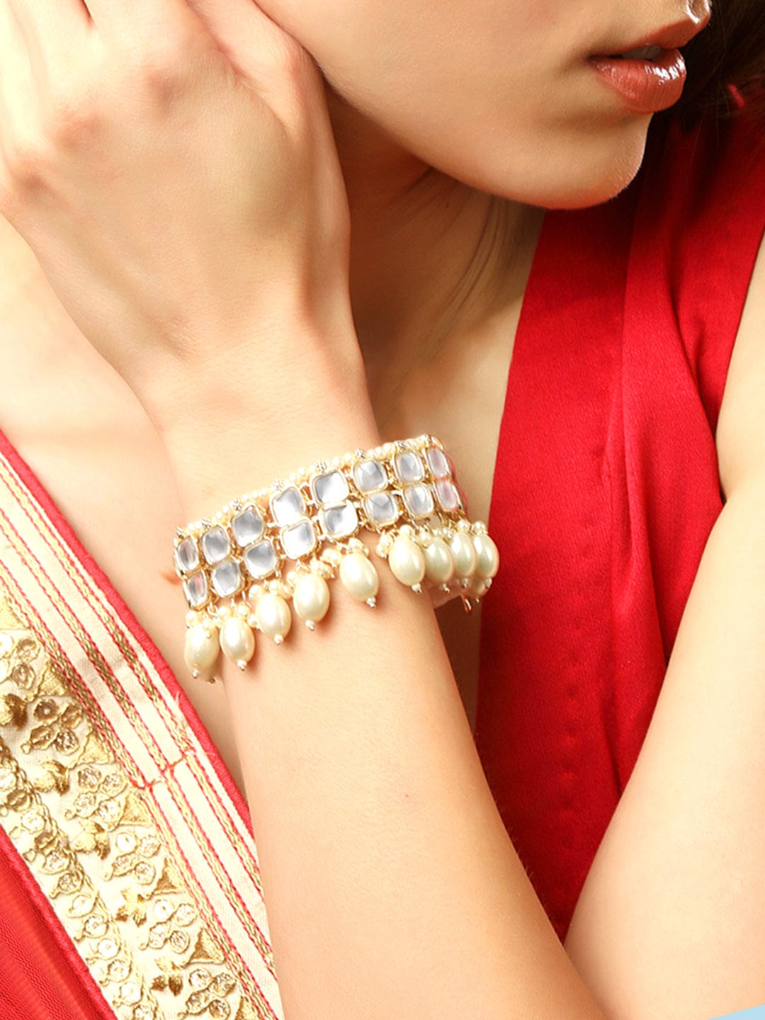 Shop Rubans Voguish 18K Gold Plated Cuban Link Waterproof Cuff Bracelet  Online at Rubans