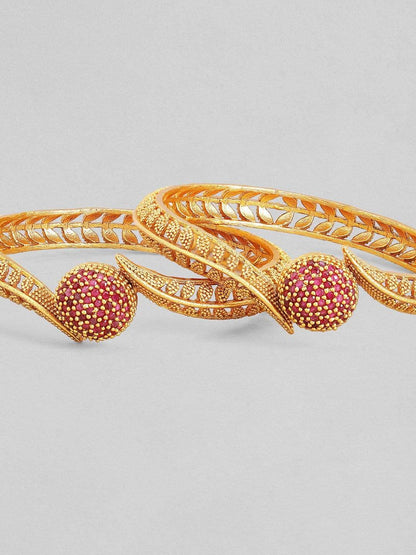 Rubans Gold Plated Red Enamel Set Of 2 Bangles Bangles &amp; Bracelets