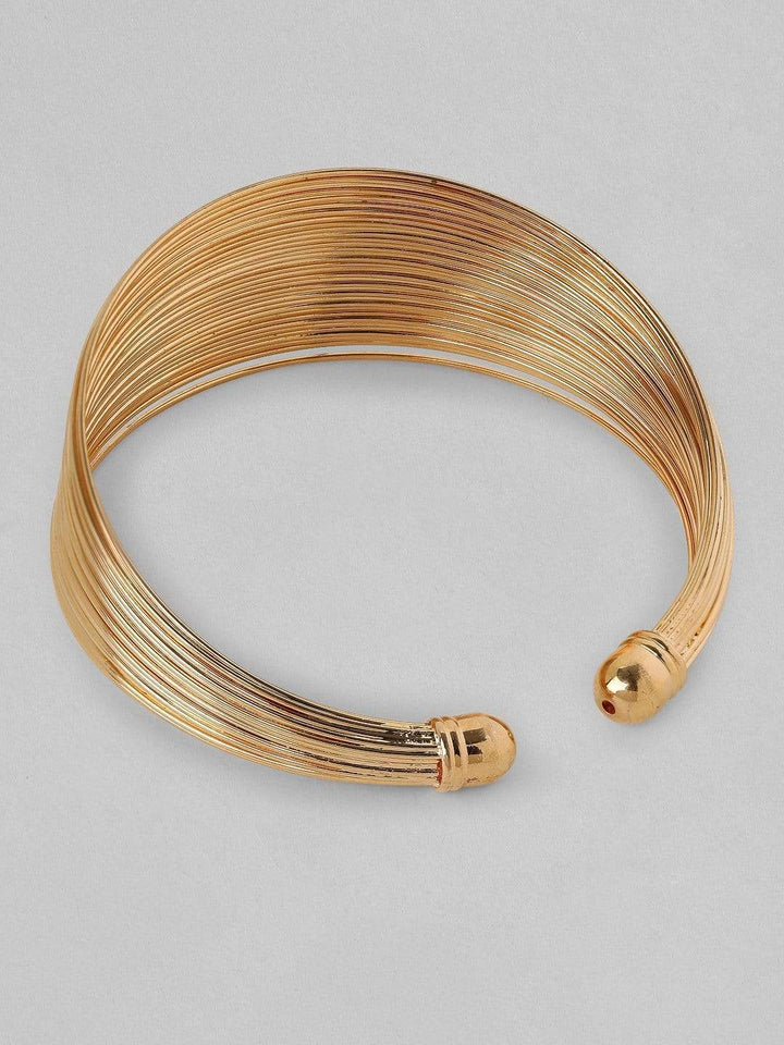 Rubans Gold Toned Handcrafted Multi String Bracelet Bangles & Bracelets