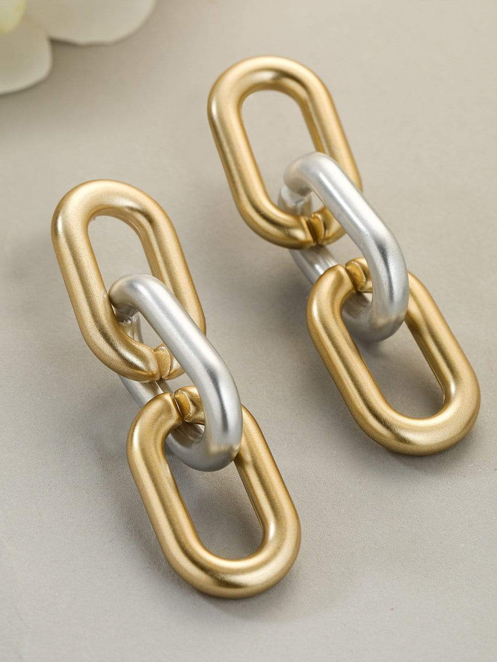 Rubans Gold Toned Inter Linked Classic Drop Earrings Earrings