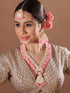 Rubans Gold Toned Kundan Stone With Pink Beaded Jewellery Set Necklace Set