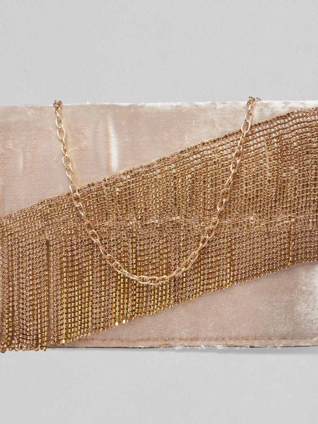 Rubans Golden Coloured Bag With Golden Embroided Beads Design. Handbag &amp; Wallet Accessories