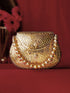 Rubans Golden Coloured Bag With Golden Embroided Design. Handbag & Wallet Accessories