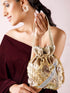 Rubans Golden Coloured Potli Bag With Golden Embroided Design. Handbag & Wallet Accessories
