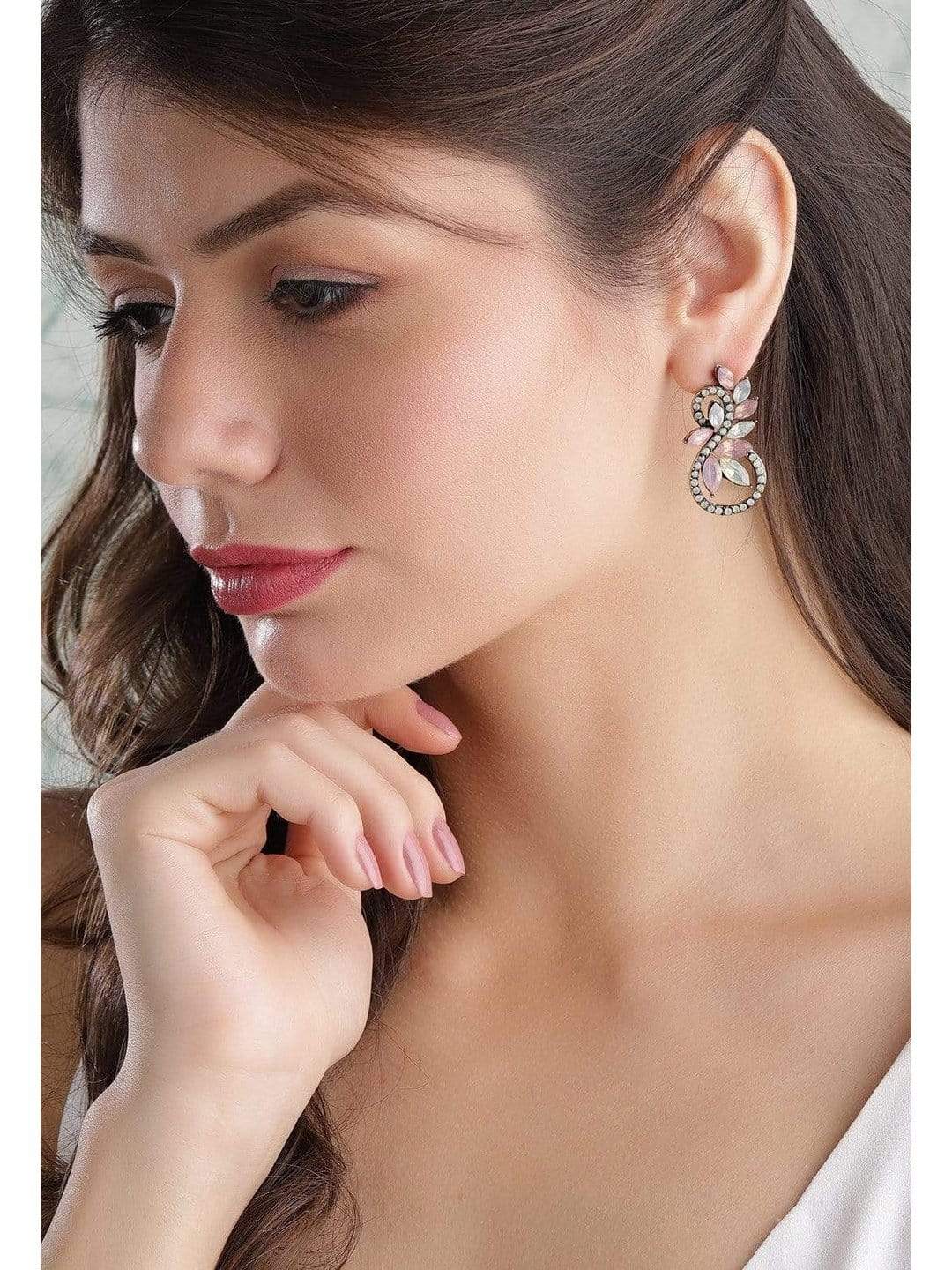 Rubans Handcrafted Crystal Stone Stud Earrings Earrings