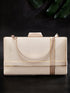 Rubans Light Grey Coloured Box Clutch With Golden Design. Handbag & Wallet Accessories