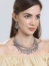 RUBANS LUXURY Silver-Plated & White Handcrafted Jewellery Set Necklace Set