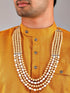 Rubans Mens White & Sandal Beaded Layered Necklace. Chain & Necklaces