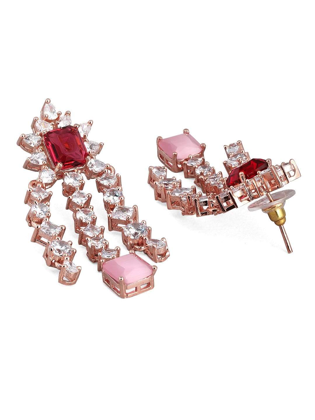 Rubans Multicoloured Stone Studded American Diamond Necklace Set. Necklace Set