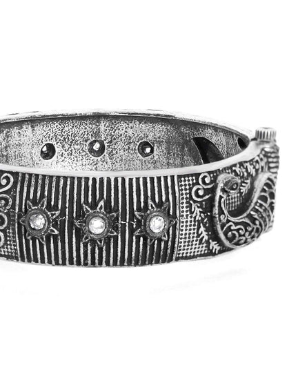Rubans Oxidised Filigree Silver Plated Handcrafted Peacock Bracelet Bangles &amp; Bracelets