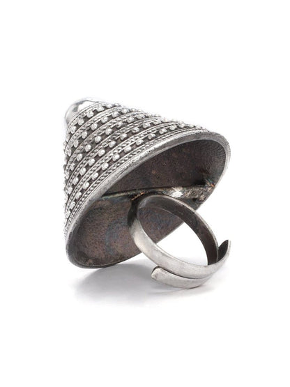 Rubans Oxidised Silver Plated   Contemporary Cocktail Ring Rings