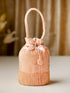 Rubans Peach Coloured Potli Bag With Golden Embroided Design. Handbag & Wallet Accessories