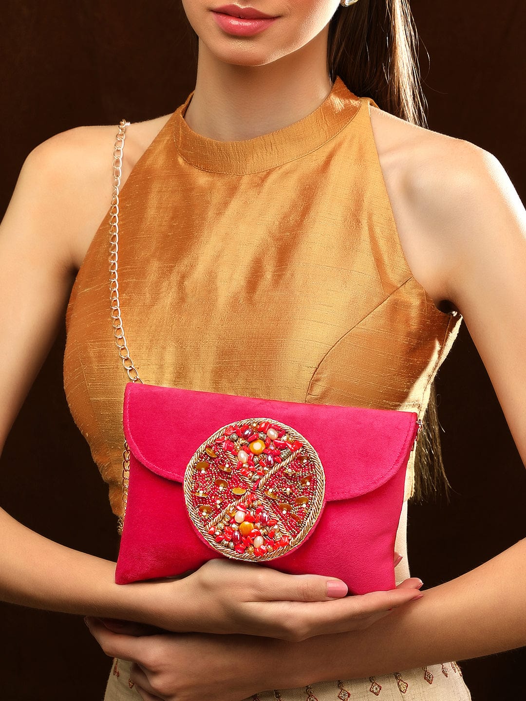 Rubans Red Beaded Hand Bag Handbag & Wallet Accessories