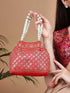 Rubans Red Coloured Potli Handbag With Golden Embroidery And Pearls Handbag & Wallet Accessories