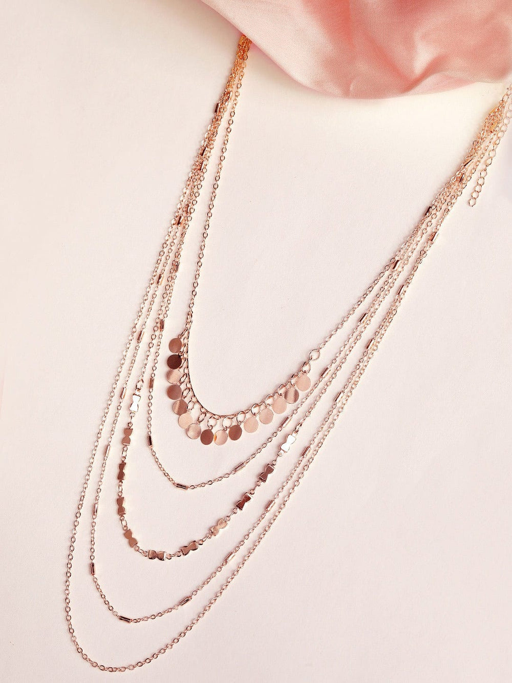Rubans Rose Gold Plated Handcrafted Multi Layer Necklace Chain & Necklaces