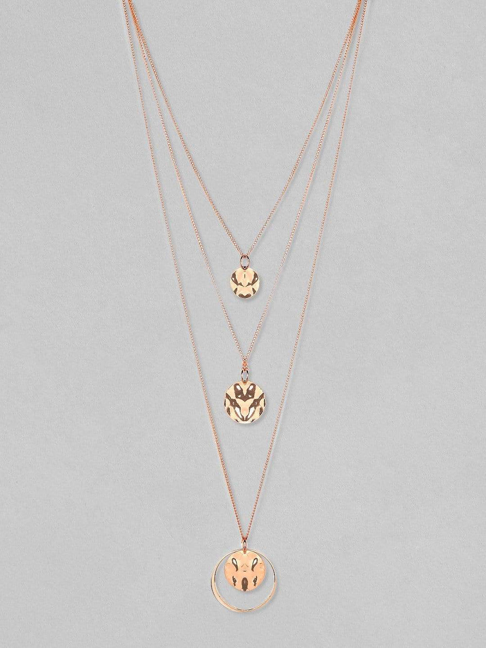 Rubans Rose Gold Plated Multi Layer Chain Necklace Chain & Necklaces