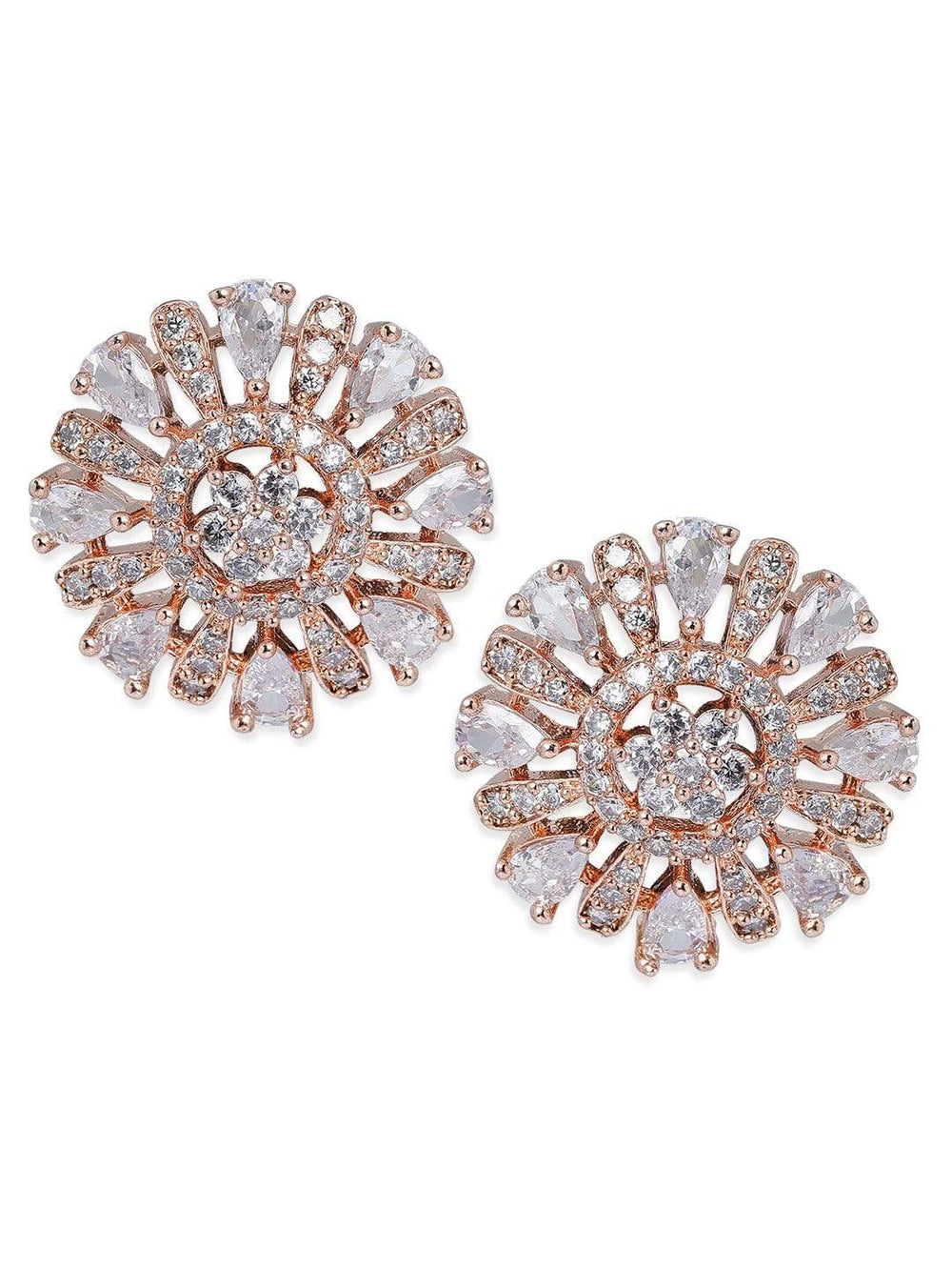 Rubans Rosegold Plated Silver AD Studded Elegant Earrings Earrings