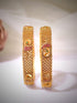 Rubans Set Of 2 Gold-Plated Red  Green Ruby  Stone-Studded Bangles Bangles & Bracelets